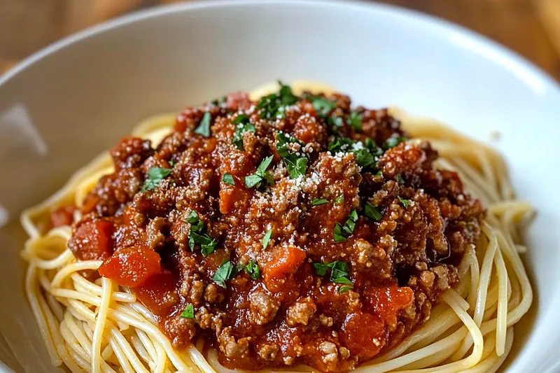 An assortment of fresh ingredients for Classic Italian Spaghetti Sauce including tomatoes, herbs, and garlic.