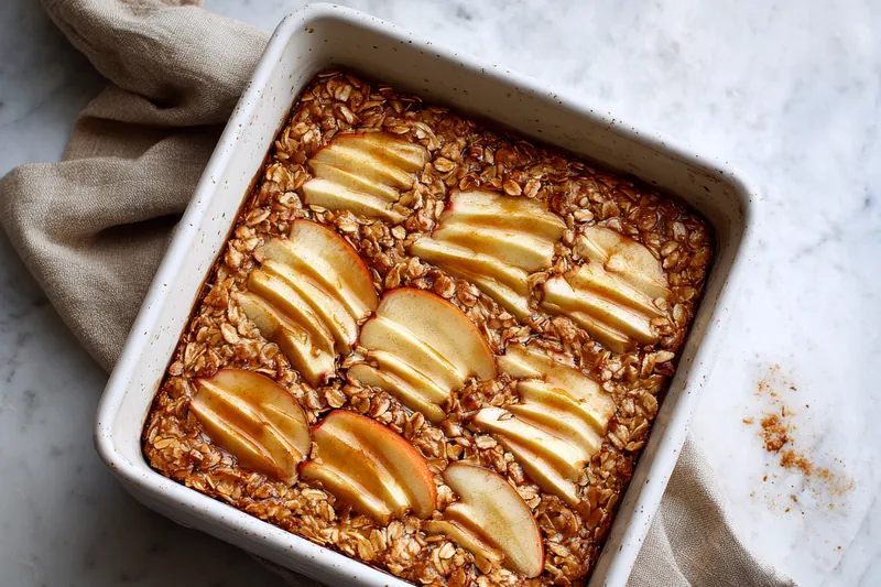 Freshly baked Amish-Style Apple and Cinnamon Baked Oatmeal