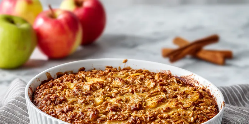 Amish-Style Apple and Cinnamon Baked Oatmeal served in a bowl
