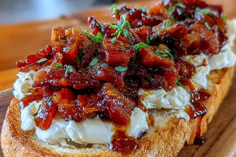 Fresh ingredients for Bacon Goat Cheese Crostini