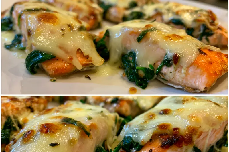 Fresh ingredients for Baked Salmon with Spinach