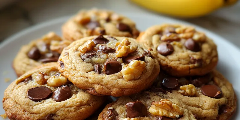 Delicious Delicious Banana Chocolate Cookies served on a plate
