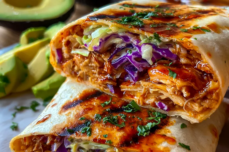 Cooking process for BBQ Chicken Coleslaw Wraps