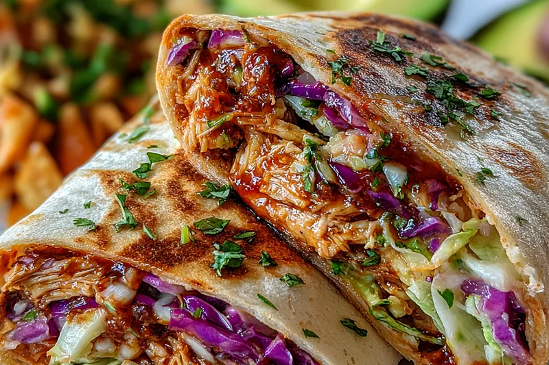 Fresh ingredients for BBQ Chicken Coleslaw Wraps