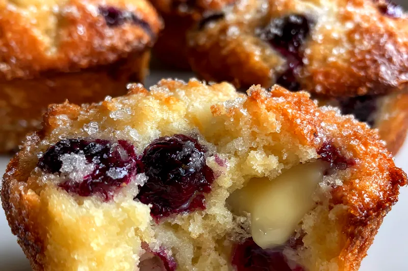 Fresh ingredients for Blueberry Cream Cheese Muffins