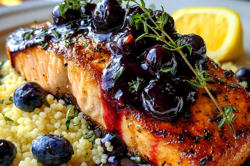 Fresh ingredients for Blueberry Glazed Salmon Delight