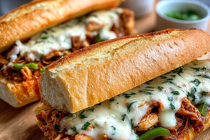 Cooking process for Buffalo Chicken Cheesesteak Sandwich