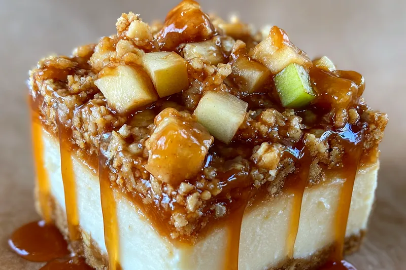 A vibrant display of ingredients needed for Caramel Apple Cheesecake Bars Delight, including apples, cream cheese, and caramel sauce.