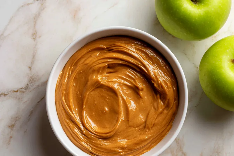 Mixing caramel apple dip ingredients in a bowl