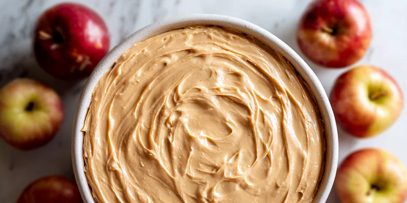 Delicious caramel apple dip served with apple slices