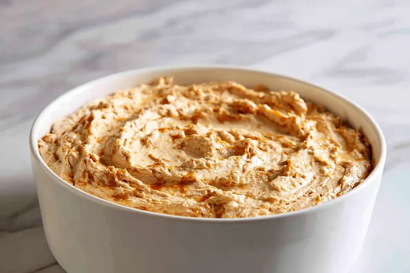 Ingredients for caramel apple dip arranged on a table