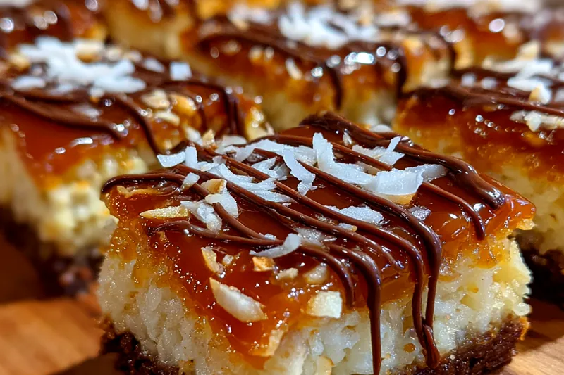 Fresh ingredients for Caramel Coconut Chocolate Bars