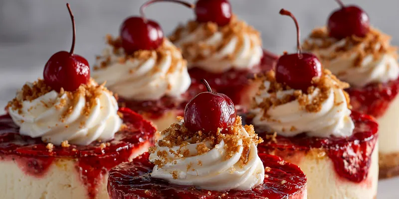 Festive Cheesecake Strawberry Santas on a dessert plate