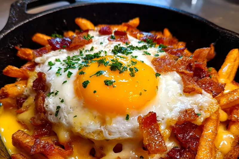 Cooking process for Cheesy Bacon Breakfast Fries