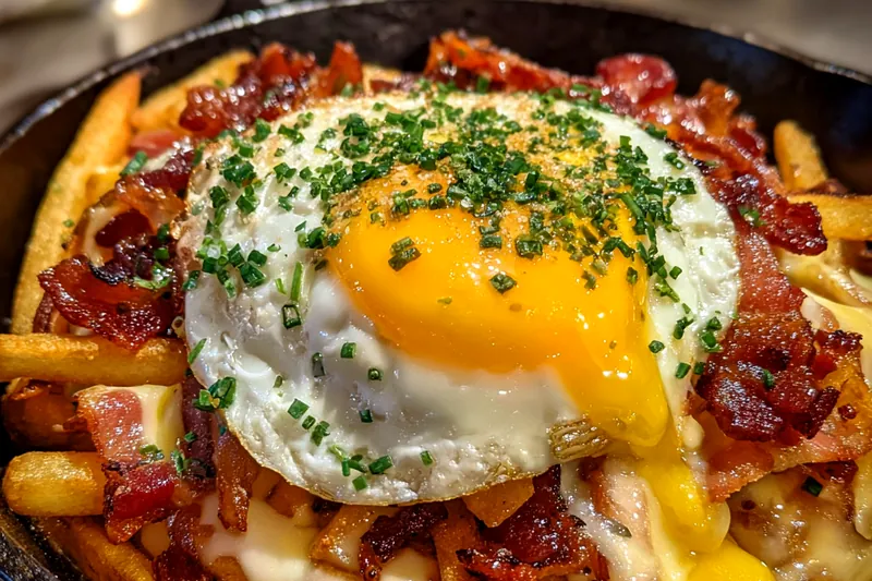 Fresh ingredients for Cheesy Bacon Breakfast Fries
