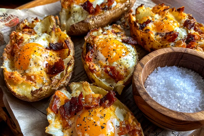 Cooking process for Cheesy Bacon Egg Skins