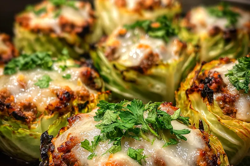 Cooking process for Cheesy Cabbage Beef Bake