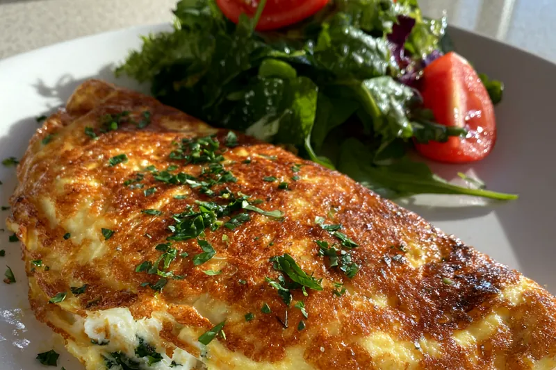 Fresh ingredients for Cheesy Spinach Omelette Delight