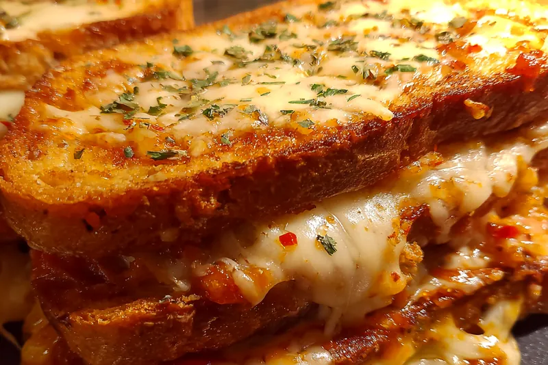 Cooking process for Cheesy Tomato Grilled Sandwich