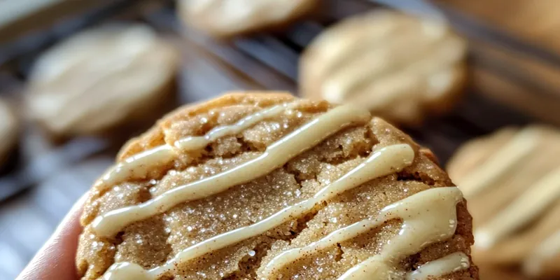 A plate of golden brown Festive Maple Cinnamon Cookies with a sprinkle of cinnamon sugar on top.