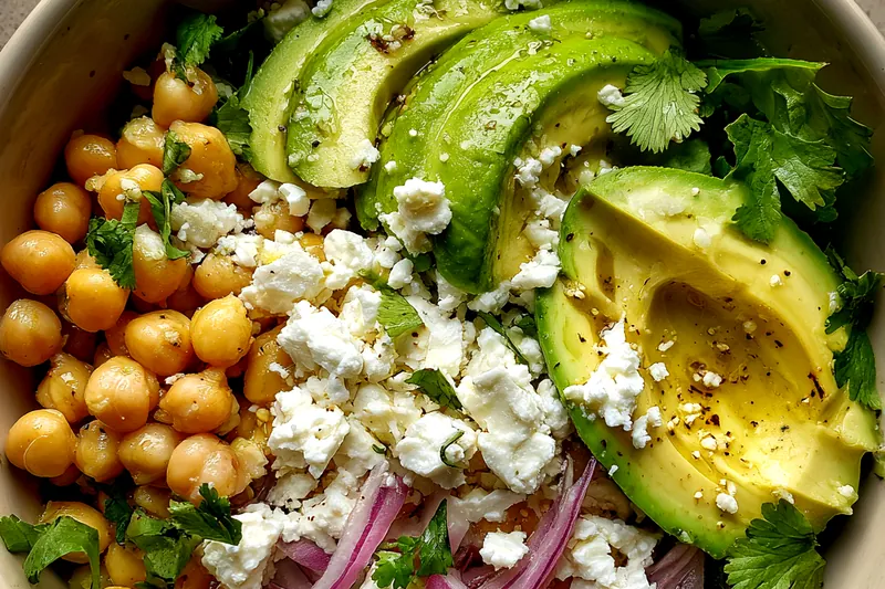 Fresh ingredients for Chickpea Avocado Delight