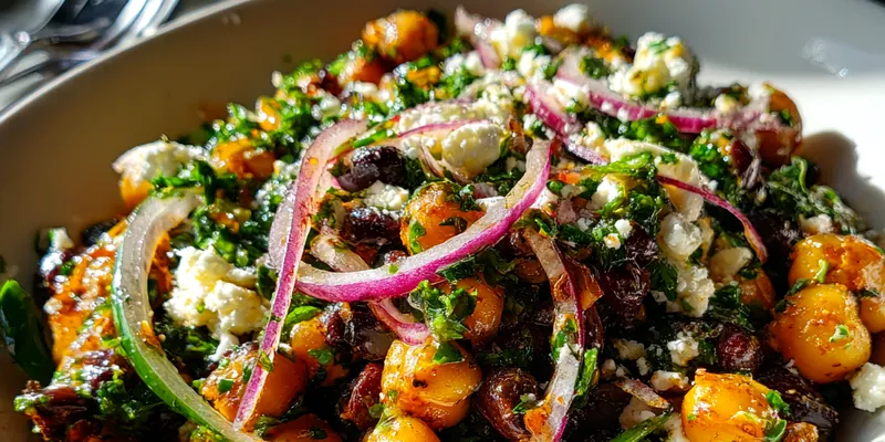 Delicious Chickpea Bean Salad Delight served on a plate