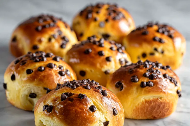 Components for chocolate chip vanilla brioches laid out