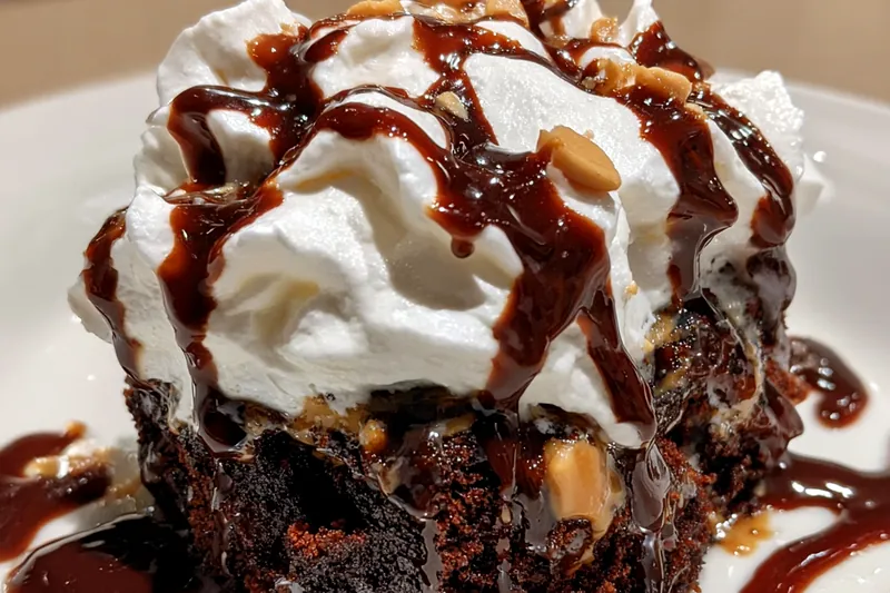 Cooking process for Chocolate Peanut Butter Delight Cake