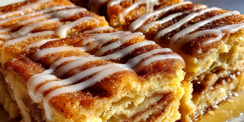 Delicious Delicious Cinnamon Roll Bars served on a plate