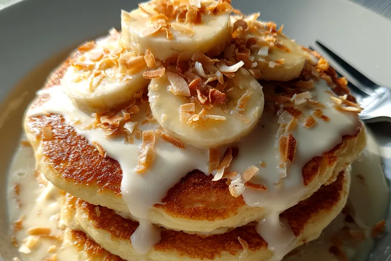 Fresh ingredients for Coconut Banana Pancakes