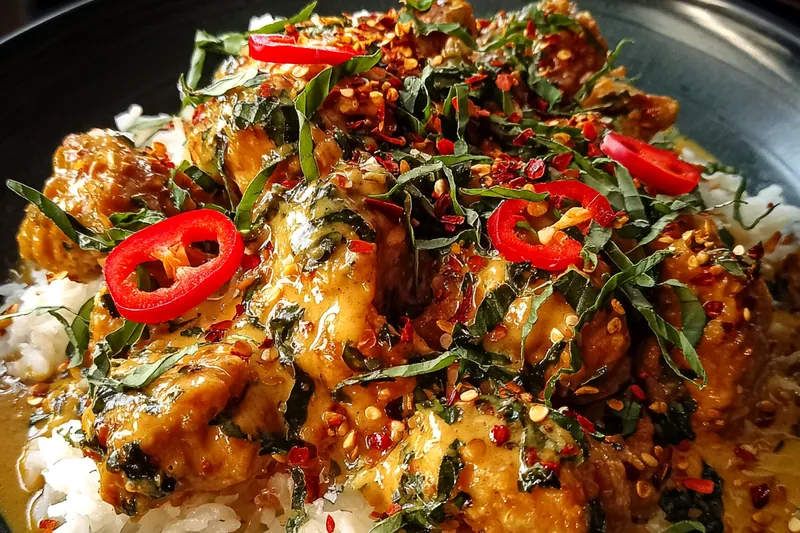 Cooking process for Coconut Basil Chicken Delight