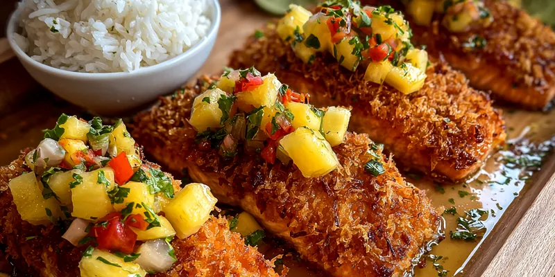 Delicious Coconut Crusted Salmon Delight served on a plate