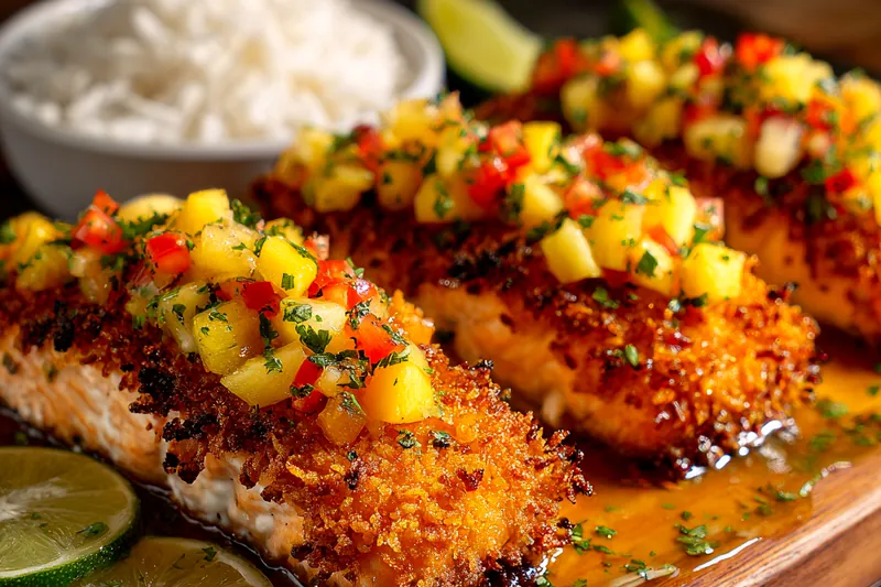 Fresh ingredients for Coconut Crusted Salmon Delight