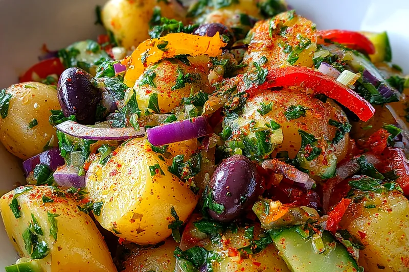 Fresh ingredients for Colorful Crunchy Potato Salad