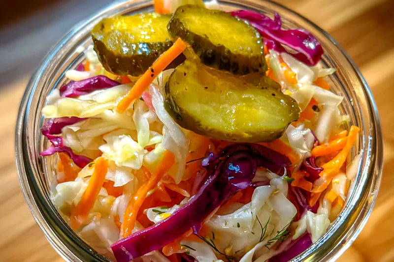 Cooking process for Crispy Pickle Slaw Delight