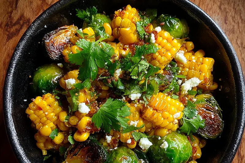 Cooking process for Delicious Corn Brussels Sprouts