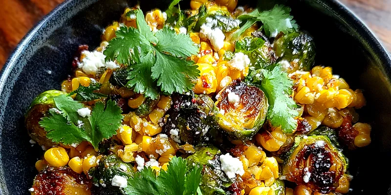 Delicious Corn Brussels Sprouts