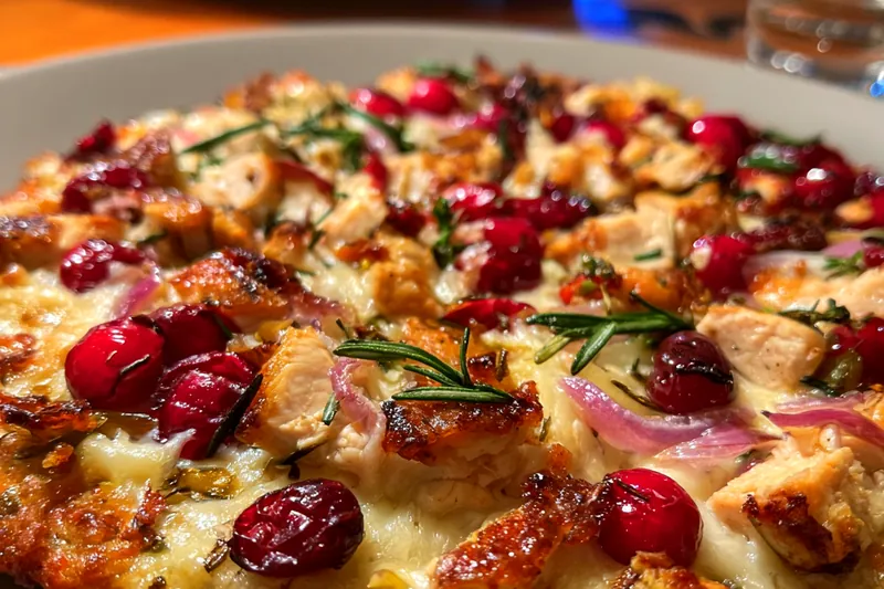 Cooking process for Cranberry Chicken Cheese Pizza