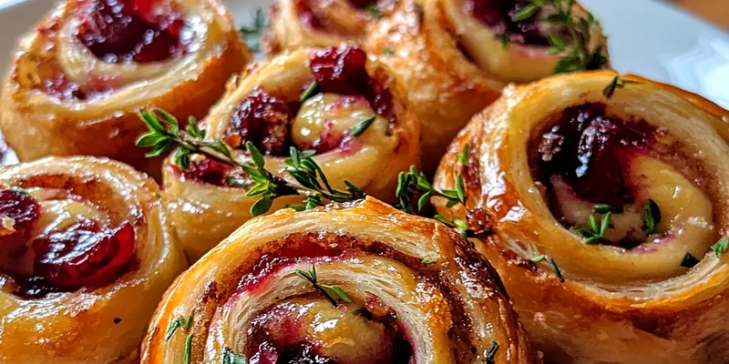 A plate of Savory Cranberry Feta Pinwheels garnished with parsley, ready to be served.