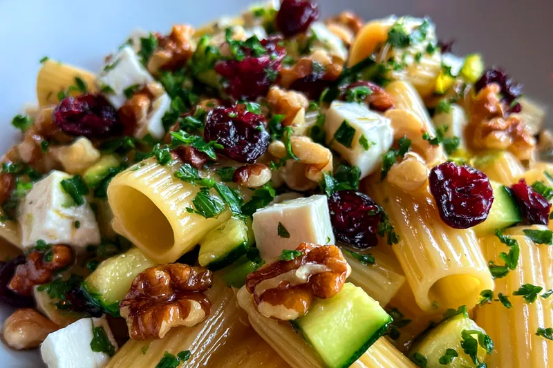 Fresh ingredients for Cranberry Feta Rigatoni Salad