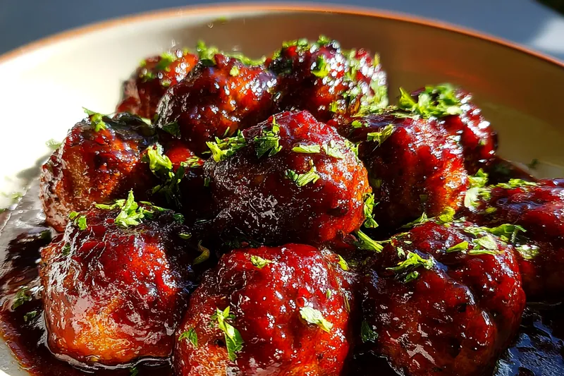 Cooking process for Cranberry Glazed Meatballs