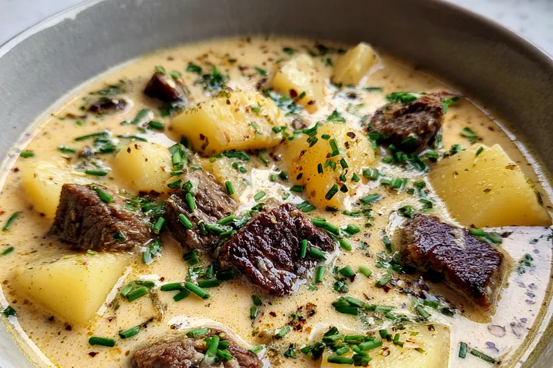 Cooking process for Creamy Beef Potato Delight