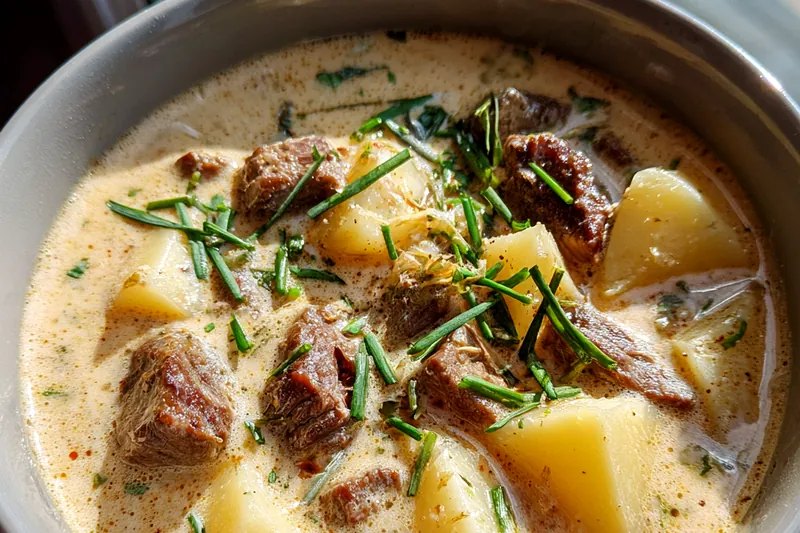 Fresh ingredients for Creamy Beef Potato Delight