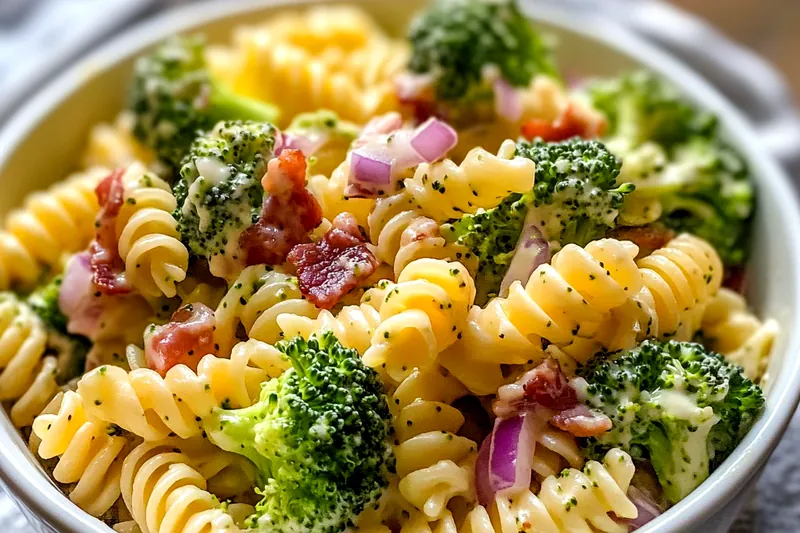 Chef Mitchell cooking Creamy Broccoli Pasta Delight in a skillet, showcasing the creamy sauce and vibrant broccoli.