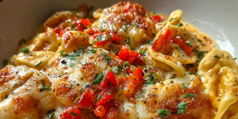 Delicious Creamy Cheesy Pasta Delight served on a plate
