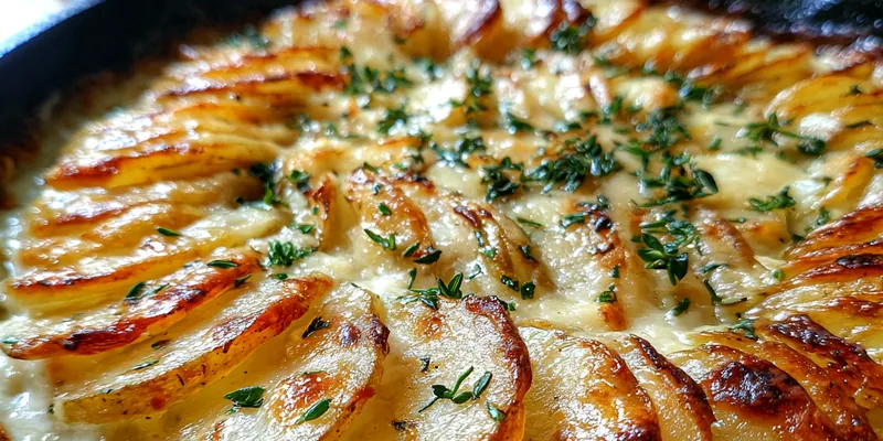 Delicious Creamy Cheesy Potato Bake served on a plate