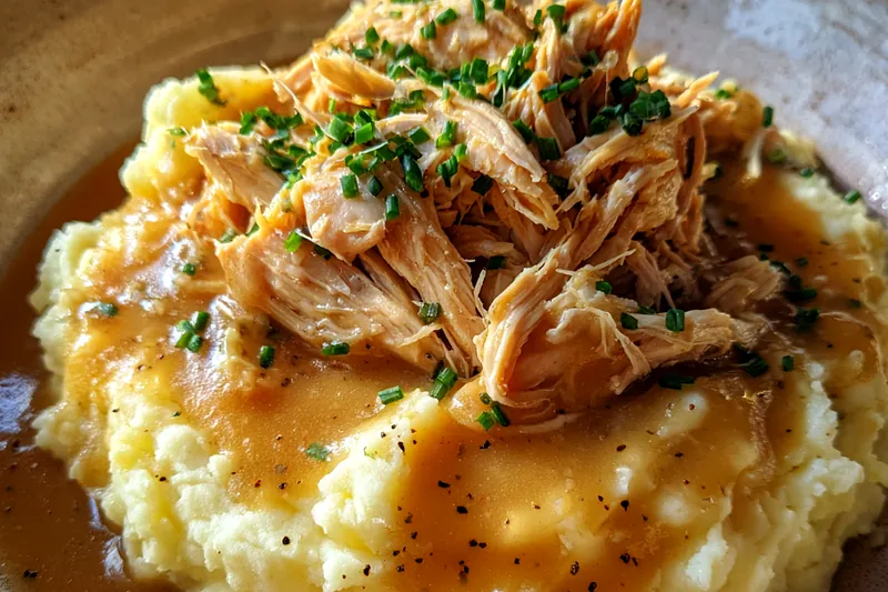 Cooking process for Creamy Chicken Gravy Potatoes