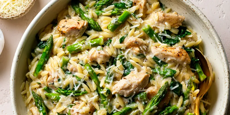 Delicious Creamy Chicken Orzo Delight served on a plate