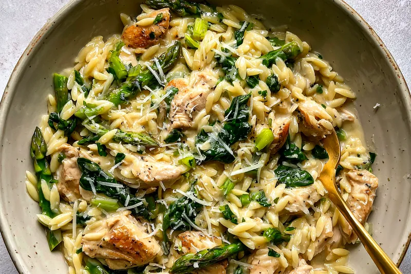 Fresh ingredients for Creamy Chicken Orzo Delight