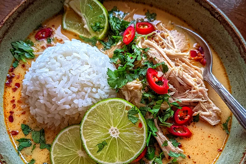 Fresh ingredients for Creamy Coconut Chicken Soup